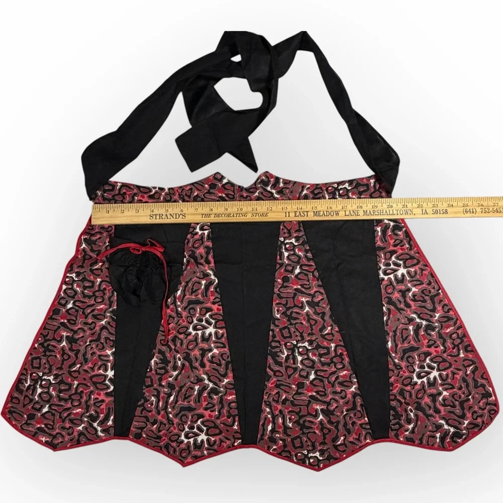 Retro Red and Black animal print Women's half Apron Goth Boop‎ Sexy
